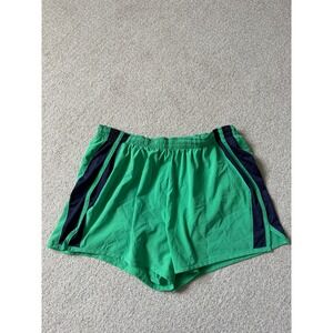 Rabbit Athletic Running Shorts Size XL Green Navy Blue Rear Zip Liner Pocket